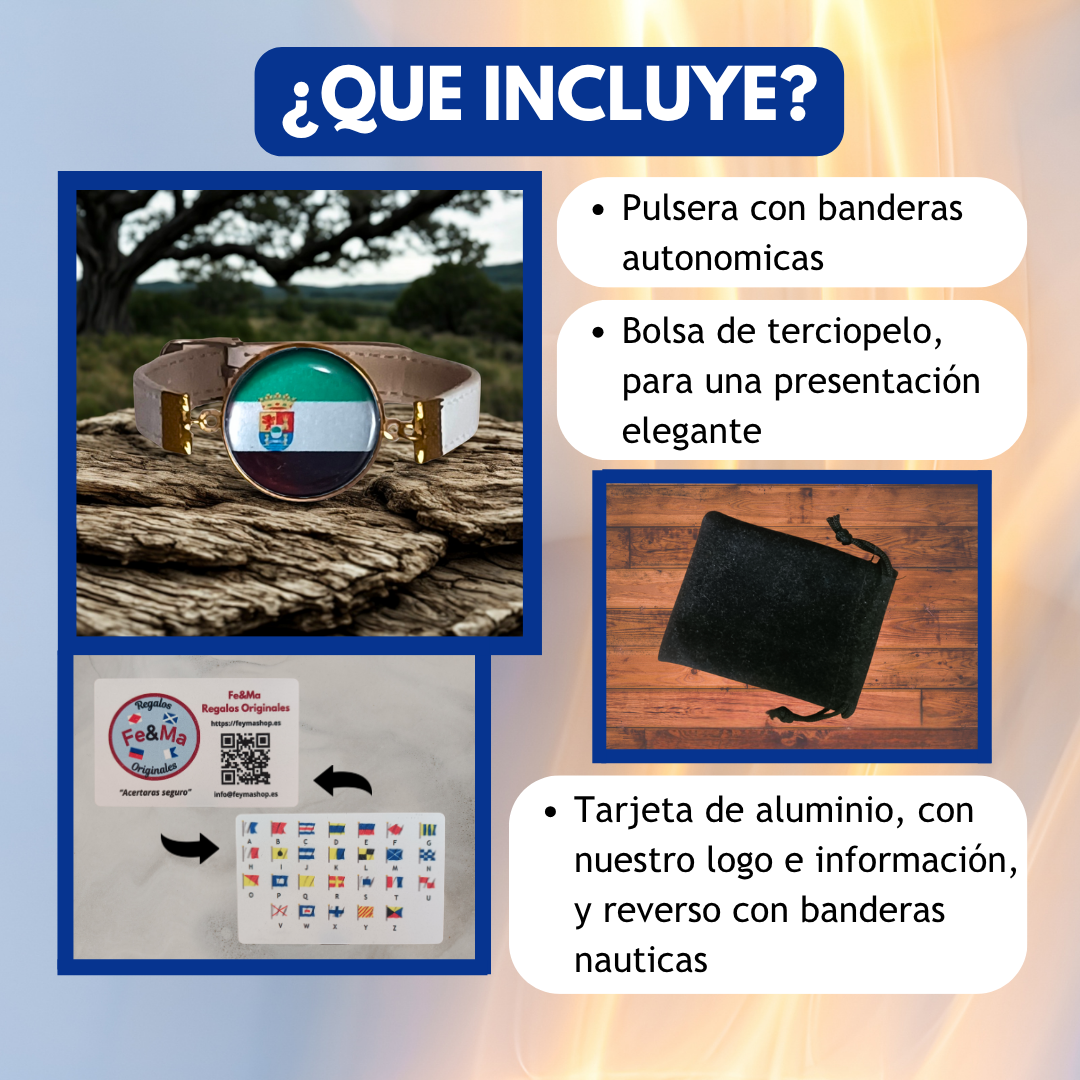 Pulsera con Bandera de Extremadura - Medallón en Correa Ajustable, Regalo Original con Orgullo de Comunidad Autónoma