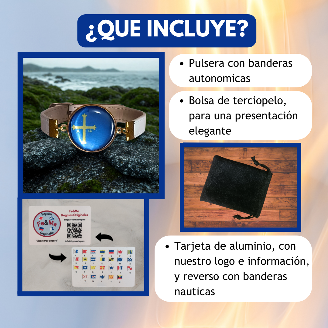 Pulsera con Bandera de Asturias - Medallón en Correa Ajustable, Regalo Original con Orgullo de Comunidad Autónoma