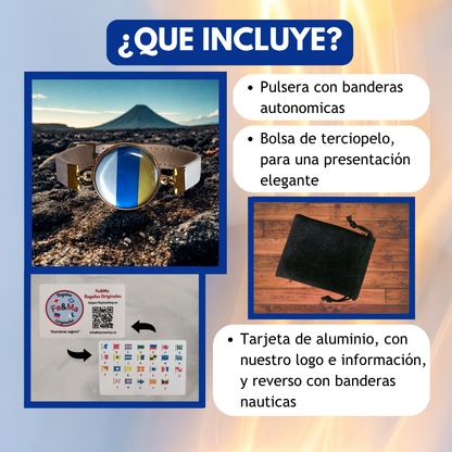 Pulsera con Bandera de Canarias - Medallón en Correa Ajustable, Regalo Original con Orgullo de Comunidad Autónoma