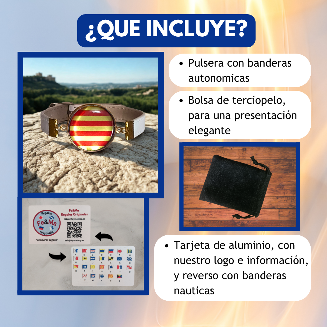 Pulsera con Bandera de Cataluña - Medallón en Correa Ajustable, Regalo Original con Orgullo de Comunidad Autónoma