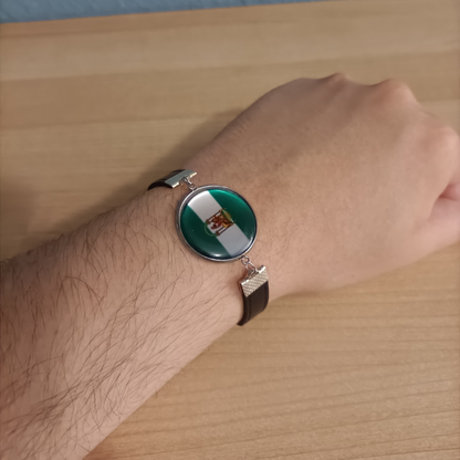 Pulsera con Bandera de Andalucía - Medallón con Correa Ajustable, Regalo Original con Orgullo de Comunidad Autónoma