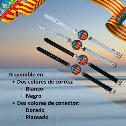 Pulsera con Bandera de Comunidad Valenciana - Medallón en Correa Ajustable, Regalo Original con Orgullo de Comunidad Autónoma