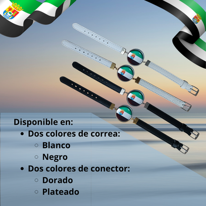 Pulsera con Bandera de Extremadura - Medallón en Correa Ajustable, Regalo Original con Orgullo de Comunidad Autónoma