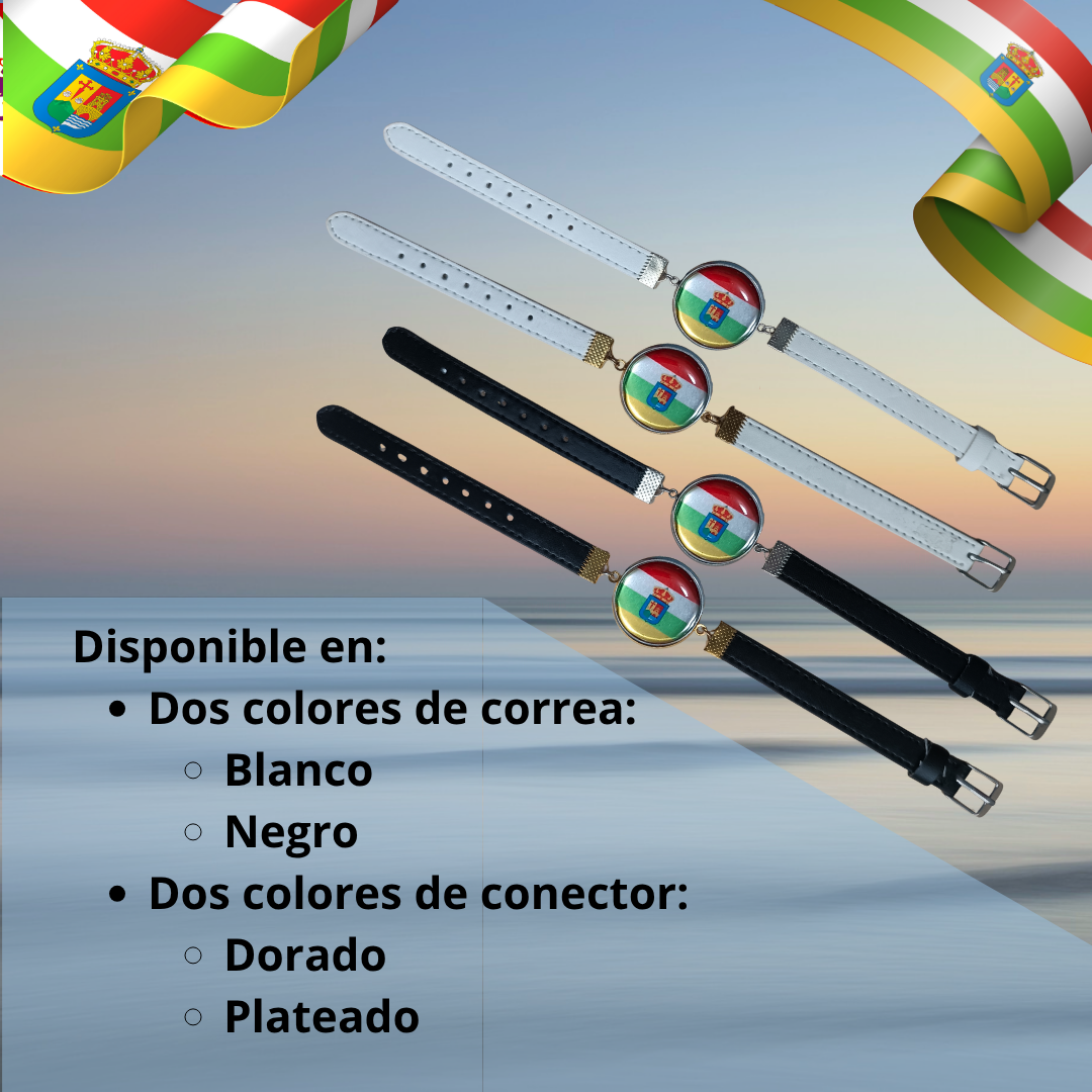 Pulsera con Bandera de La Rioja - Medallón en Correa Ajustable, Regalo Original con Orgullo de Comunidad Autónoma