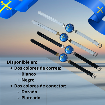 Pulsera con Bandera de Asturias - Medallón en Correa Ajustable, Regalo Original con Orgullo de Comunidad Autónoma