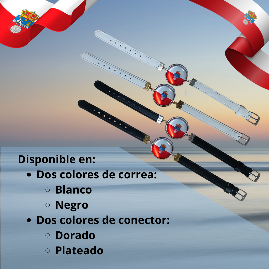 Pulsera con Bandera de Cantabria - Medallón en Correa Ajustable, Regalo Original con Orgullo de Comunidad Autónoma