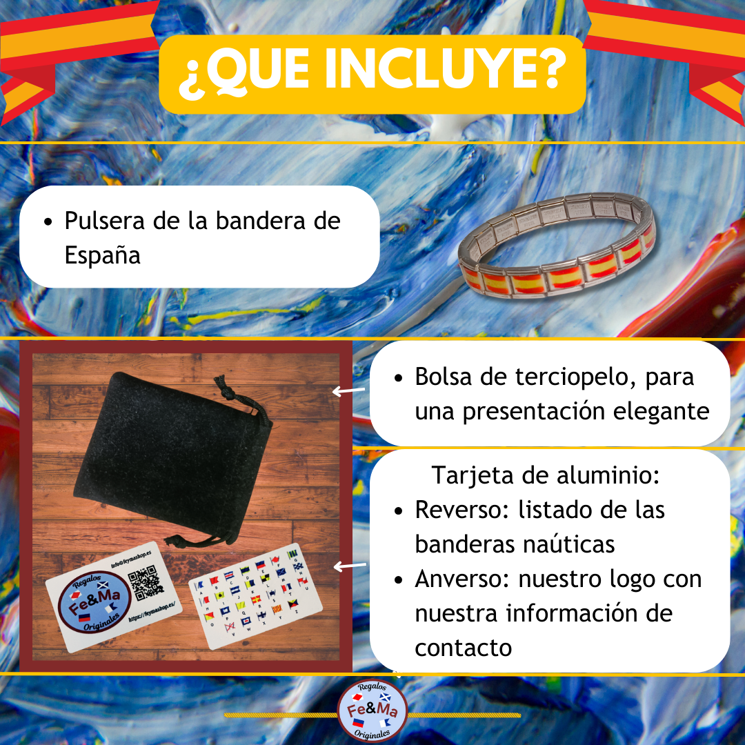 Pulsera Bandera de España – Eslabones de Acero Inoxidable con Estilo y Durabilidad