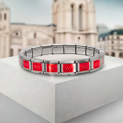 Pulsera con Bandera de Madrid – Acero Inoxidable, Regalo Original de Comunidad Autónoma