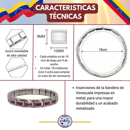 Pulsera con Bandera de Venezuela – Acero Inoxidable, Regalo Original