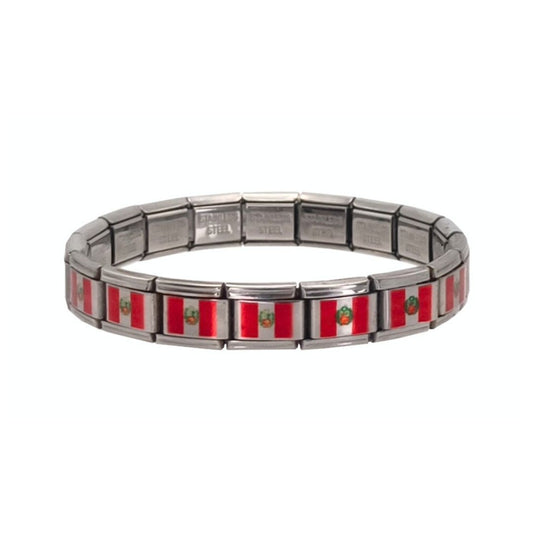 Pulsera con Bandera de Perú – Acero Inoxidable, Regalo Original