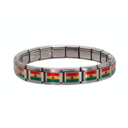 Pulsera con Bandera de Bolivia – Acero Inoxidable, Regalo Original
