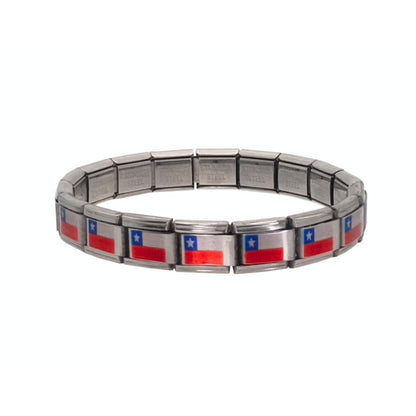Pulsera con Bandera de Chile – Acero Inoxidable, Regalo Original