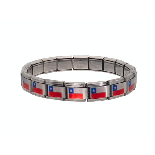 Pulsera con Bandera de Chile – Acero Inoxidable, Regalo Original