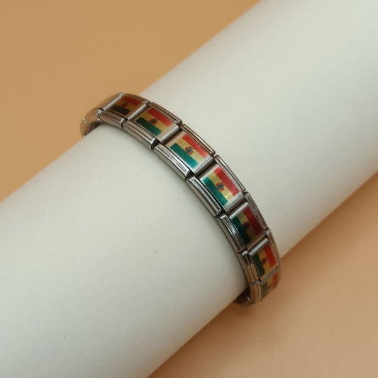 Pulsera con Bandera de Bolivia – Acero Inoxidable, Regalo Original