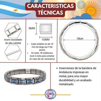 Pulsera con Bandera de Argentina – Acero Inoxidable, Regalo Original