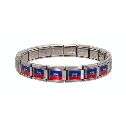 Pulsera con Bandera de Haití – Acero Inoxidable, Regalo Original