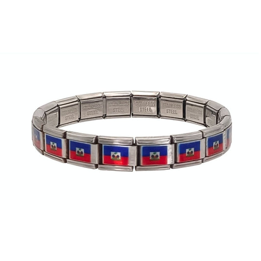 Pulsera con Bandera de Haití – Acero Inoxidable, Regalo Original