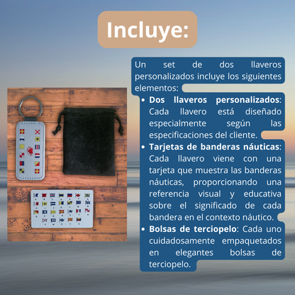 Set de 2 Llaveros personalizados de banderas nauticas