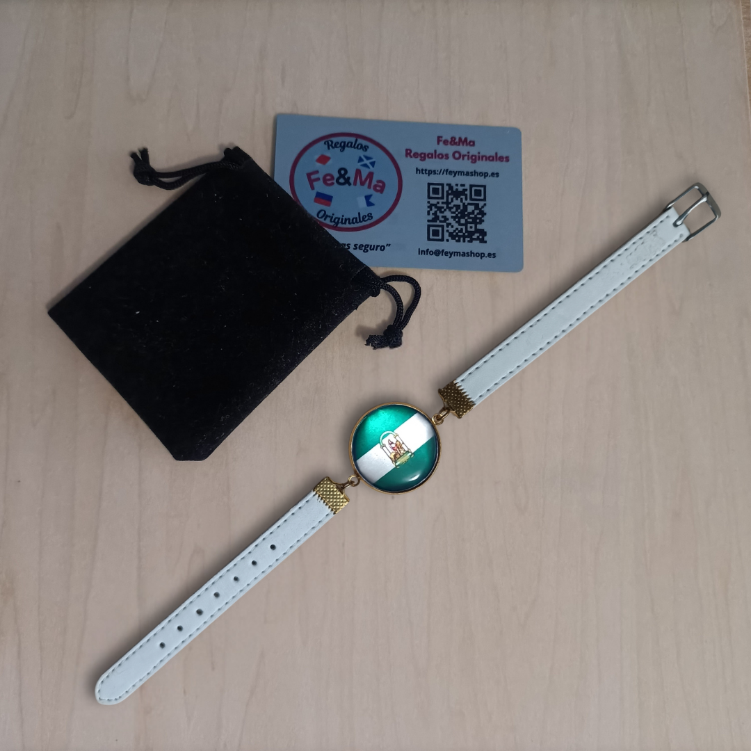 Pulsera con Bandera de Andalucía - Medallón con Correa Ajustable, Regalo Original con Orgullo de Comunidad Autónoma