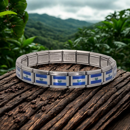 Pulsera con Bandera de El Salvador – Acero Inoxidable, Regalo Original