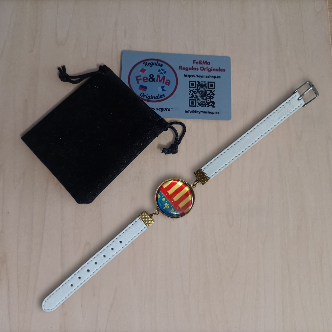 Pulsera con Bandera de Comunidad Valenciana - Medallón en Correa Ajustable, Regalo Original con Orgullo de Comunidad Autónoma