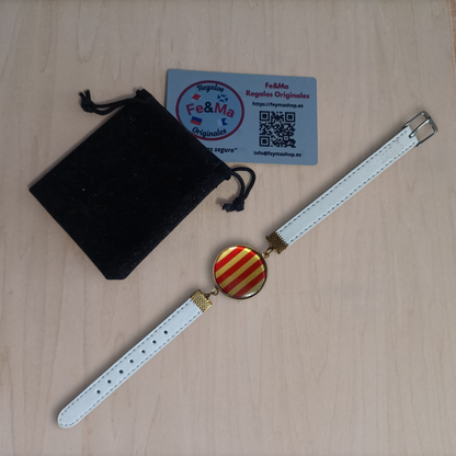 Pulsera con Bandera de Cataluña - Medallón en Correa Ajustable, Regalo Original con Orgullo de Comunidad Autónoma