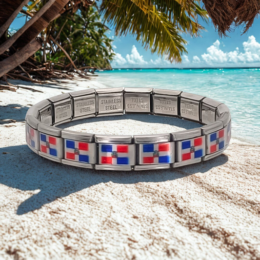 Pulsera con Bandera de República Dominicana – Acero Inoxidable, Regalo Original