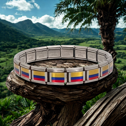 Pulsera con Bandera de Colombia – Acero Inoxidable, Regalo Original