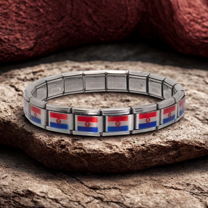 Pulsera con Bandera de Paraguay – Acero Inoxidable, Regalo Original