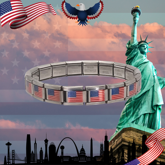 Pulsera con Bandera de Estados Unidos – Acero Inoxidable, Regalo Original