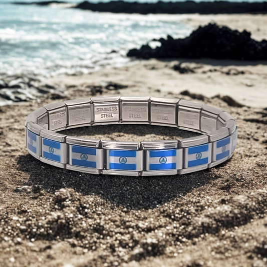 Pulsera con Bandera de Nicaragua – Acero Inoxidable, Regalo Original