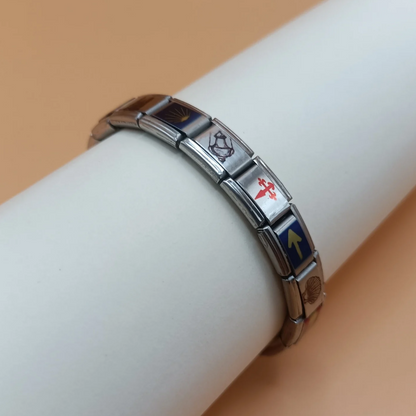 Pulsera del Camino de Santiago - Símbolos del Peregrino en Acero Inoxidable