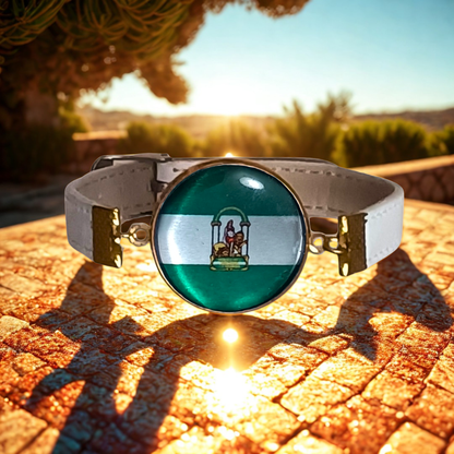 Pulsera con Bandera de Andalucía - Medallón con Correa Ajustable, Regalo Original con Orgullo de Comunidad Autónoma