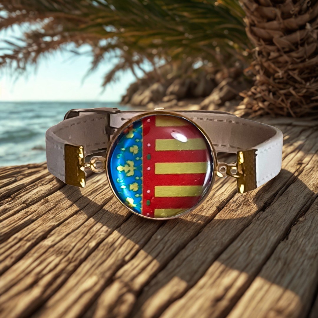 Pulsera con Bandera de Comunidad Valenciana - Medallón en Correa Ajustable, Regalo Original con Orgullo de Comunidad Autónoma