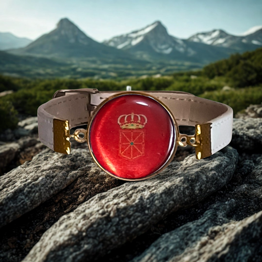 Pulsera con Bandera de Navarra - Medallón en Correa Ajustable, Regalo Original con Orgullo de Comunidad Autónoma