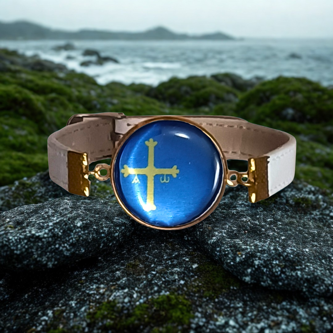 Pulsera con Bandera de Asturias - Medallón en Correa Ajustable, Regalo Original con Orgullo de Comunidad Autónoma