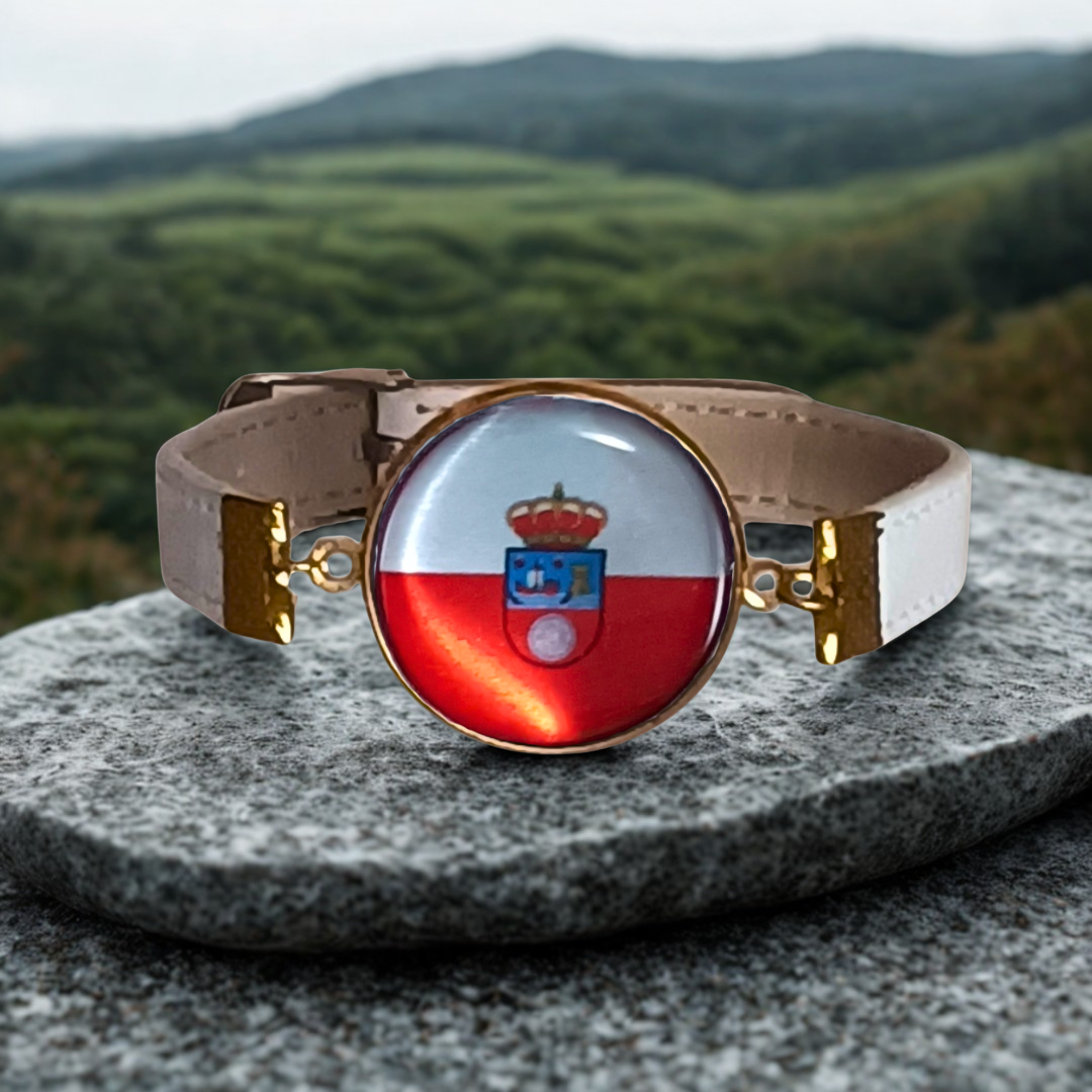Pulsera con Bandera de Cantabria - Medallón en Correa Ajustable, Regalo Original con Orgullo de Comunidad Autónoma