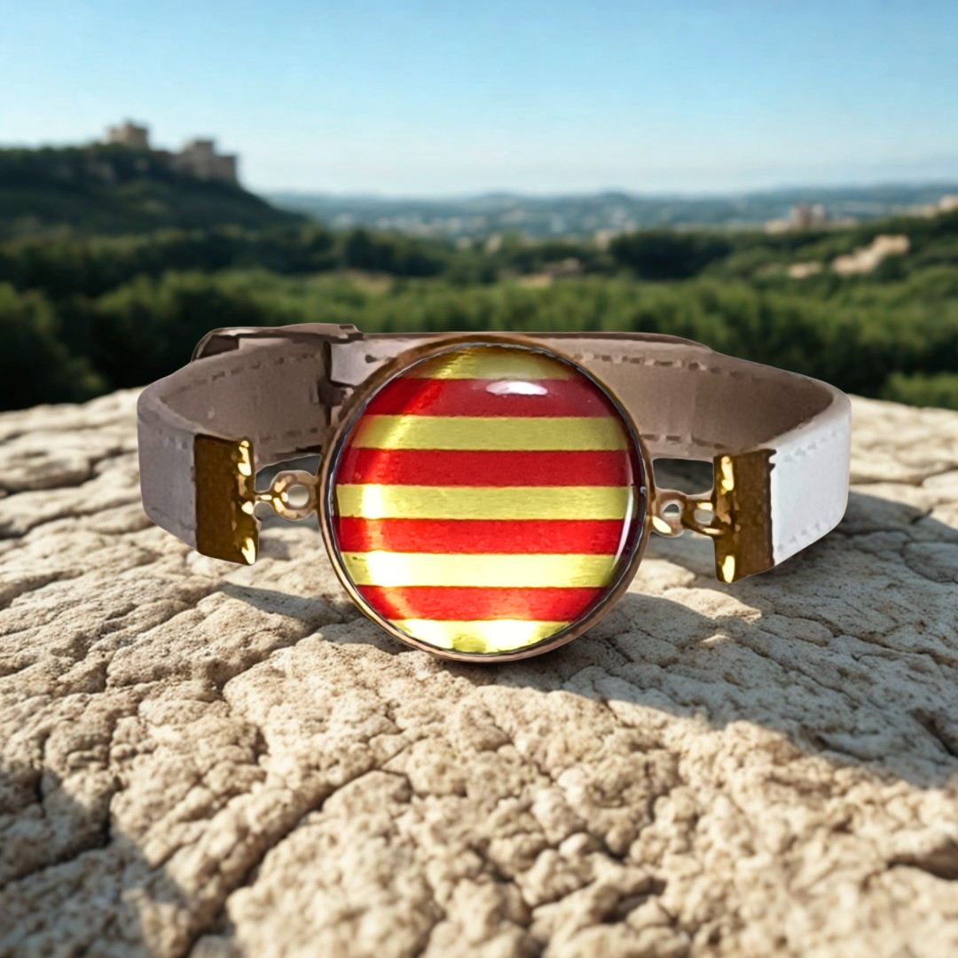 Pulsera con Bandera de Cataluña - Medallón en Correa Ajustable, Regalo Original con Orgullo de Comunidad Autónoma