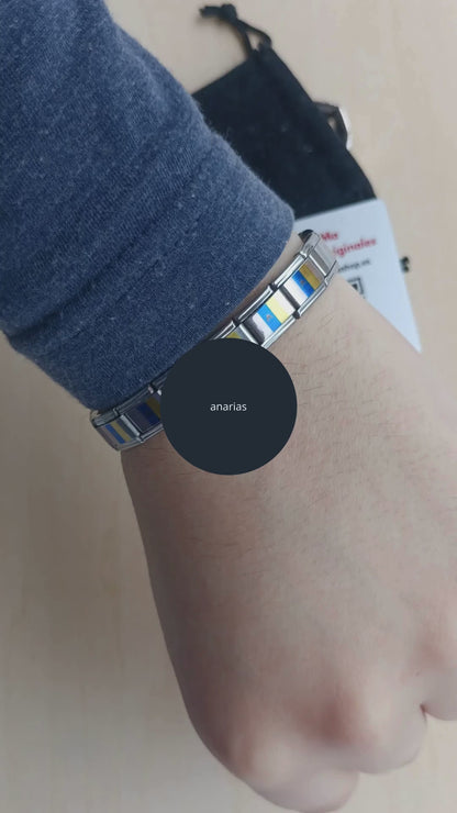 Pulsera con Bandera de Canarias – Acero Inoxidable, Regalo Original de Comunidad Autónoma